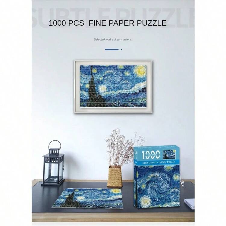 全新 2025-1 件，1000 片高难度绘画拼图，减压纸质拼图，博物馆级艺术品复制品，生日礼物 - 复活节礼物 - 节日礼物 - 礼品 - 玩具 - 彩色 - 查看 9