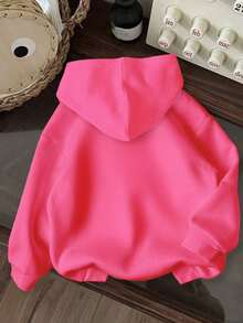 Tween Girls Casual Simple Design Letter Print Hoodies Girls Long Sleeve Hooded Sweatshirts Autumn And Winter Student Tween Girls Clothing