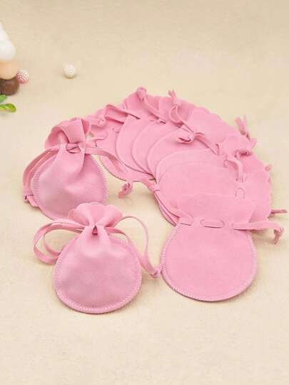 12 个抽绳袋、抽绳珠宝袋、礼品袋，用于存放戒指、手镯和耳环，适合圣诞节和其他场合的日常使用。