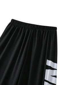 2 pièces/Set Tenue de sport pour adolescent garçon, t-shirt à manches courtes léger et ensemble de pantalon de sport de course, vêtements d'été pour garçons de 10 à 15 ans - Noir et Blanc - Voir 6
