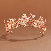 1 Peça Coroa de Princesa com Borboleta e Floral na Moda, Acessório de Cabelo Elegante para Noiva, Não Lavável, Adequado para Casamentos, Aniversários e Apresentações em Palco - Adequado para Pessoas com 15 Anos ou Mais.