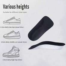 1pair Silicone Gel Height 1.5-3.5cm/0.59-1.38in Increase Insole Heel Lifting Inserts Shoe Elastic For Unisex, Inner Heightening Insole Artifact, Invisible Soft Sole For Men And Women, Breathable, Shock-Absorbing For Sports Without Tiring The Feet(Random Packaging), Back To School Supplies,Shoe,Spring Summer Picks,Brides Maid Gifts,Room,Bedroom Decor,Beach,Travel,For Men,For Women,Vacation,Cute Stuff - Black - View 7