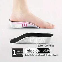 1pair Silicone Gel Height 1.5-3.5cm/0.59-1.38in Increase Insole Heel Lifting Inserts Shoe Elastic For Unisex, Inner Heightening Insole Artifact, Invisible Soft Sole For Men And Women, Breathable, Shock-Absorbing For Sports Without Tiring The Feet(Random Packaging), Back To School Supplies,Shoe,Spring Summer Picks,Brides Maid Gifts,Room,Bedroom Decor,Beach,Travel,For Men,For Women,Vacation,Cute Stuff - Black - View 4