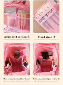 大容量轻便收纳包，多口袋女士化妆包，多功能旅行包，拉链封口，适合旅行和度假 - 黑色 - 查看 9