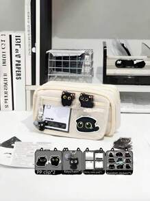 7件套包含：笔袋和玩偶、5张贴纸、可爱水豚笔袋、多层水豚笔盒、水豚胸针。适用于收纳学校用品、钢笔、尺子、橡皮擦、家居装饰（5张随机贴纸）、返校礼物 - 米色 - 查看 10