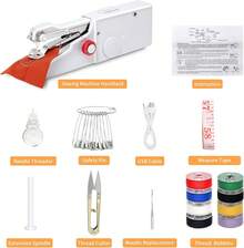 Handheld Electric Sewing Machine For Beginners Adult,Portable Mini Stitching Single Thread Machine Sewing Kit For Quick Clothes Repairs,Suitable For Home Travel DIY,Battery Or USB Powered - 白色 - 查看 5