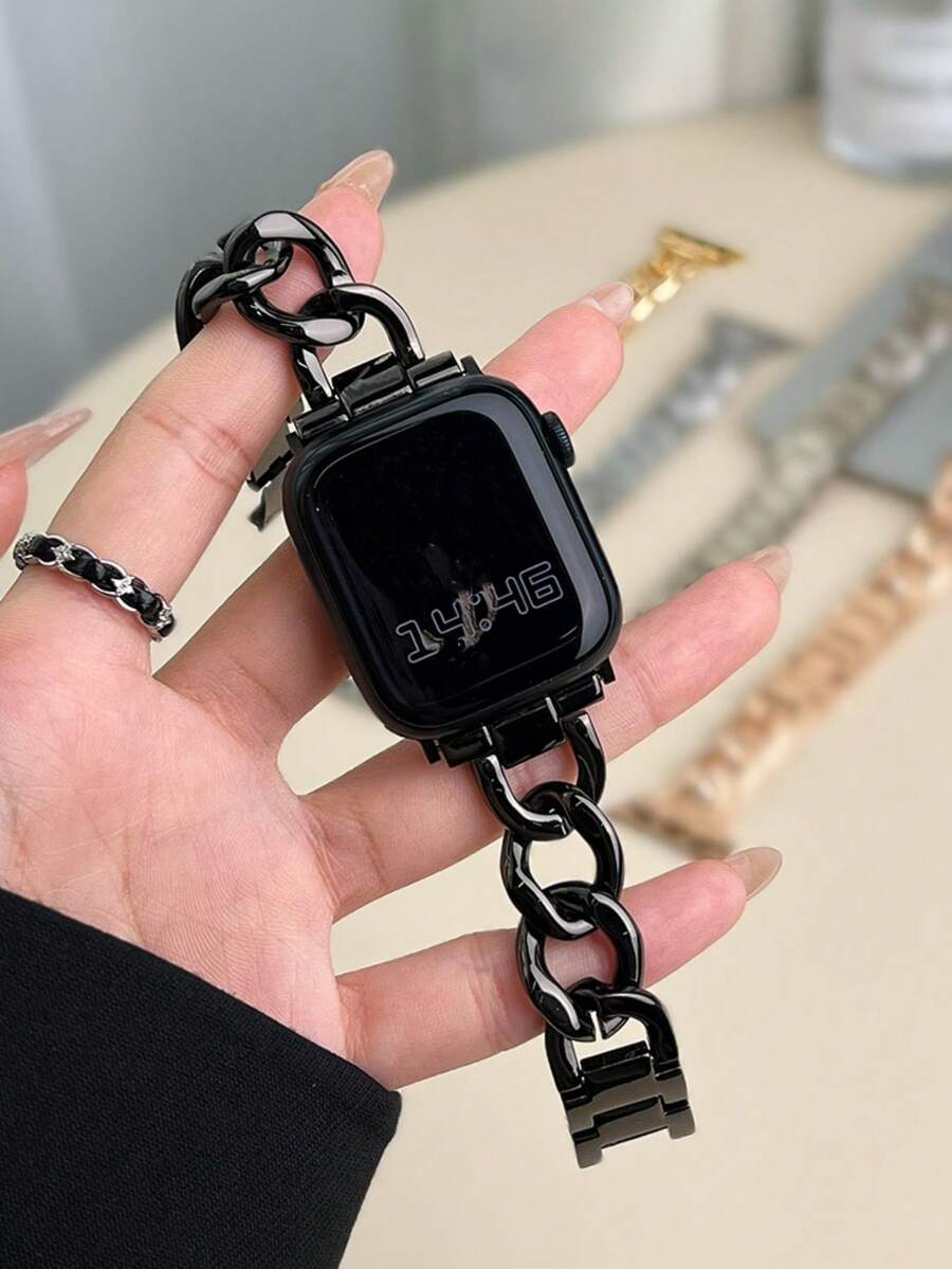 1条女士时尚智能手表表带，兼容表带38/40/41/42/44/45/46/49mm，优雅耐用且抗氧化不锈钢金属材质，玫瑰金、银色、黑色可选，兼容 Series Ultra 2/SE 11/10/9/8/7/6/5/4/3/2/1，时尚腕带手链，女士情人节礼物，智能手表配件