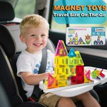 Miniaturowe płytki magnetyczne, 24/36 elementów magnetycznych klocków w żelaznym pudełku, magnetyczne zabawki w rozmiarze podróżnym, zestaw konstrukcyjny STEM do podróży dla chłopców i dziewcząt w wieku 3+