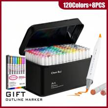 Chen Rui Chen Rui 48/60/80/120/168/180 Colors Dual Tip Art Art Markers Brush & Chisel Permanent Marker Pens With Base Perfect For Artist Adults Anime Coloring Sketching Illustrations And Card Making Gift For Christmas And New Year Back To School- Refillable