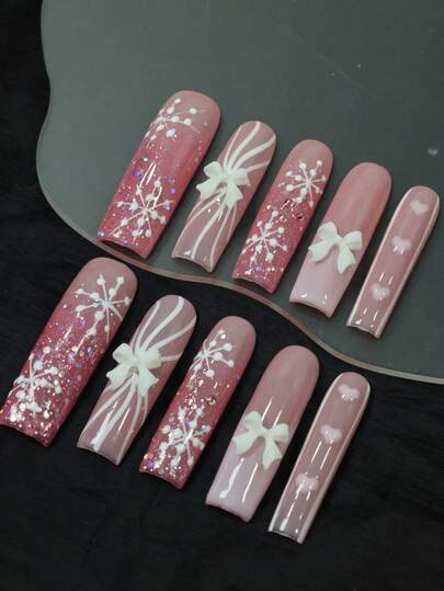 CrystalHola Press On False Nails, Valentine'S Day Nails, Summer Nails, Christmas Nail Stickers Nail Supplies Nails Handmade Press On Nails