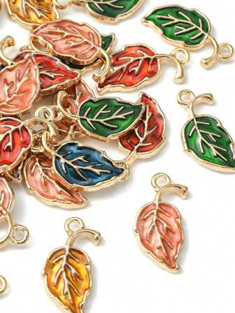 10 件多色合金叶子吊坠彩色叶子饰品适用于珠宝制作配件 DIY 项链手链