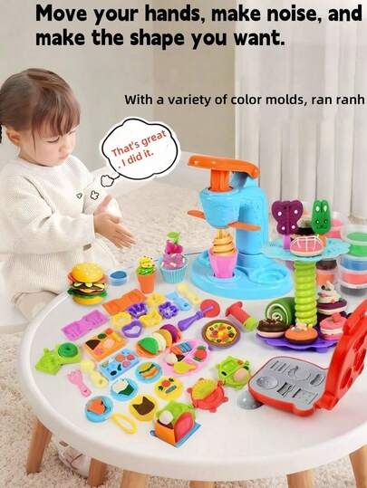 55/49/43/40/38/34pcs Kids Handmade Modeling Clay Set, Soft And Easy To Shape, Slow Drying, Wheat Flour Material, With Storage Can, Multiple Molds For Making, Inspiring Creative DIY Educational Toy, Suitable For Back To School, Teamwork, Parent-Child Interaction, Holidays, Birthdays, Graduation Ceremonies, Carnivals, Christmas, Thanksgiving, Carnival Gifts, Reusable, Please Store Sealed