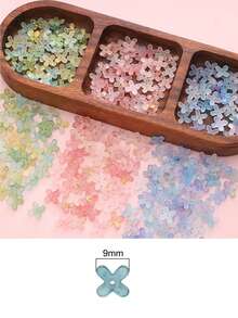 10g/Approx. 80pcs 9mm Acrylic Matte Powder Coated 4-Petal Flower Beads, DIY Jewelry Accessories For Bracelet, Necklace