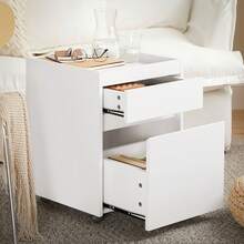 SoBuy FBT121-W, Home Office Mobile File Cabinet With 2 Drawers, Under Desk File Storage Cabinet On Wheels - White - View 6
