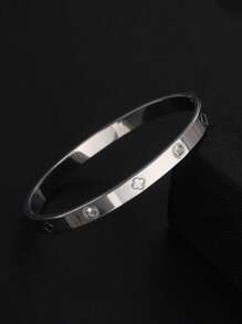 1 pieza Pulsera de acero inoxidable con diseño de cintura totalmente enjoyada con rhinestones, elegante y versátil, joyería fina
