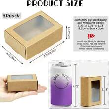 BadenBach 50 Pack Mini Rectangle Kraft Paper Boxes With Clear Windows,3.33" X 2.35" X 1.18",Tiny Small Homemade Soap Packaging Box Small Gift Boxes Bulk For Treat Candy Cookies Party Favors (Brown)