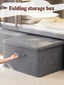 1 hộp đựng quần áo gấp gọn bằng vải, giỏ đựng đồ gia dụng cho tủ quần áo, quần áo, chăn, hộp đựng nhiều lớp có tay cầm (kích thước S có tay cầm ở 2 mặt, kích thước khác có tay cầm ở 3 mặt) - Nhiều màu - Xem 1