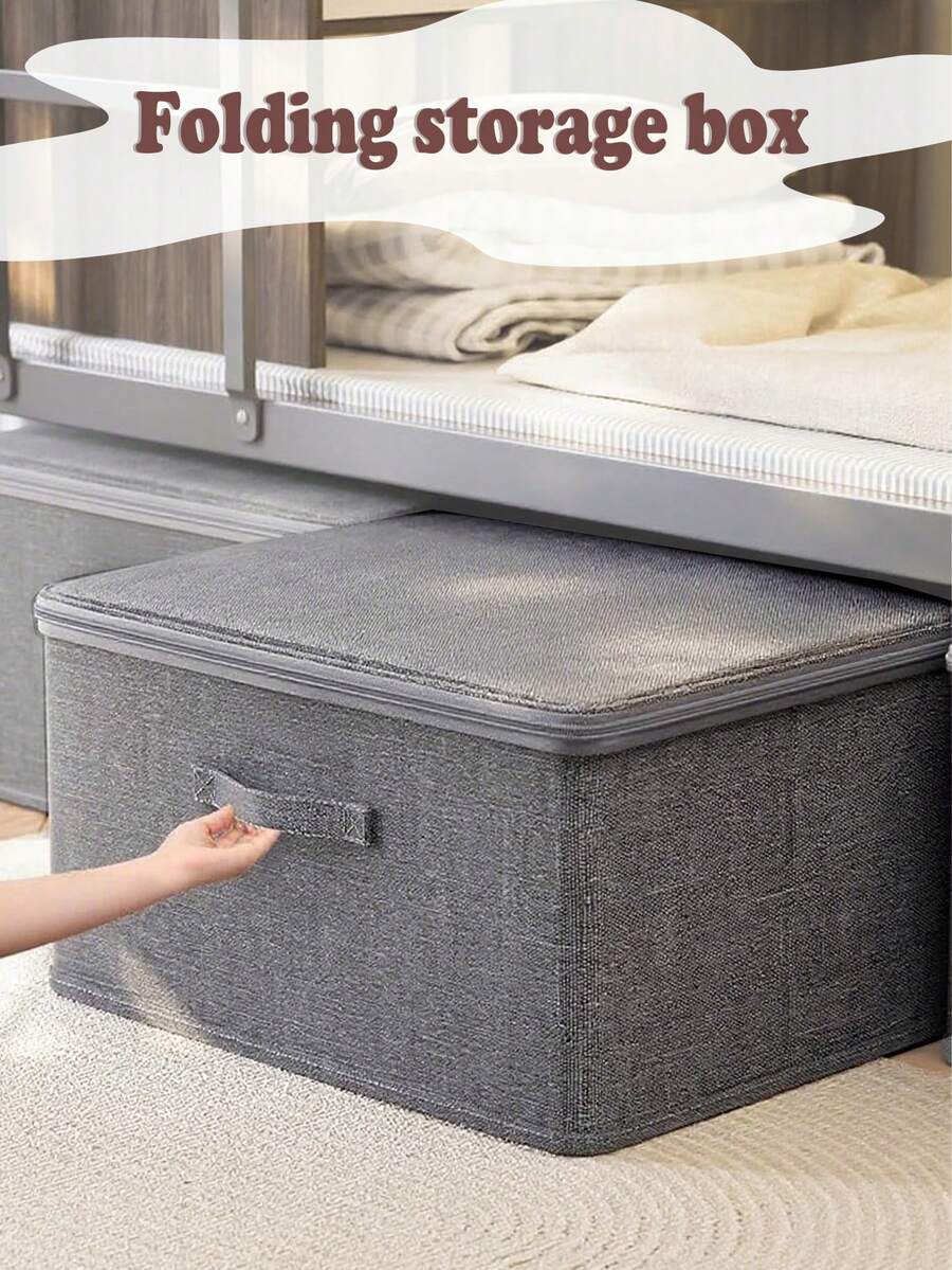 1 hộp đựng quần áo gấp gọn bằng vải, giỏ đựng đồ gia dụng cho tủ quần áo, quần áo, chăn, hộp đựng nhiều lớp có tay cầm (kích thước S có tay cầm ở 2 mặt, kích thước khác có tay cầm ở 3 mặt) - Nhiều màu - Xem 1