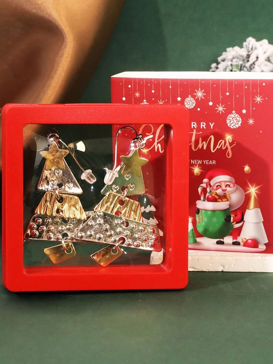 1 Pair Christmas Metal Christmas Tree Rhinestone Earrings, Christmas Gift For Women - Personalized Christmas Tree - View 1
