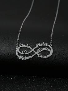 Fashionable Versatile Personalized Youthful Sexy Elegant High-End Chic Gold Infinity Symbol Name Letter Customized Necklace, Customized Jewelry, Birthday Gift, Anniversary Gift, Holiday Gift, Personalized Gift, Gift For Family, Friends, Suitable For Parties, Outings - Matte Silver - View 8