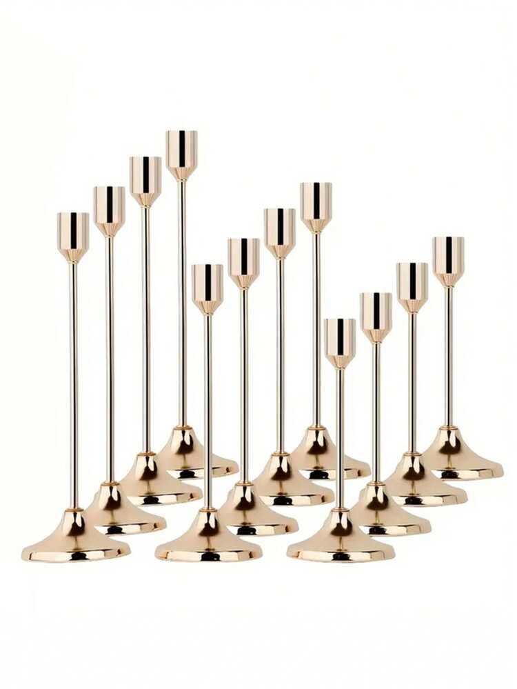 12/3 件套欧式浪漫金属烛台套装，抛光桌面烛台适用于柱状蜡烛和锥形蜡烛，房间装饰，家居装饰，多用途节日桌面装饰 - 非常适合圣诞节、万圣节、婚礼、宴会、派对、家居和酒店装饰（不含蜡烛） - 彩色 - 查看 9