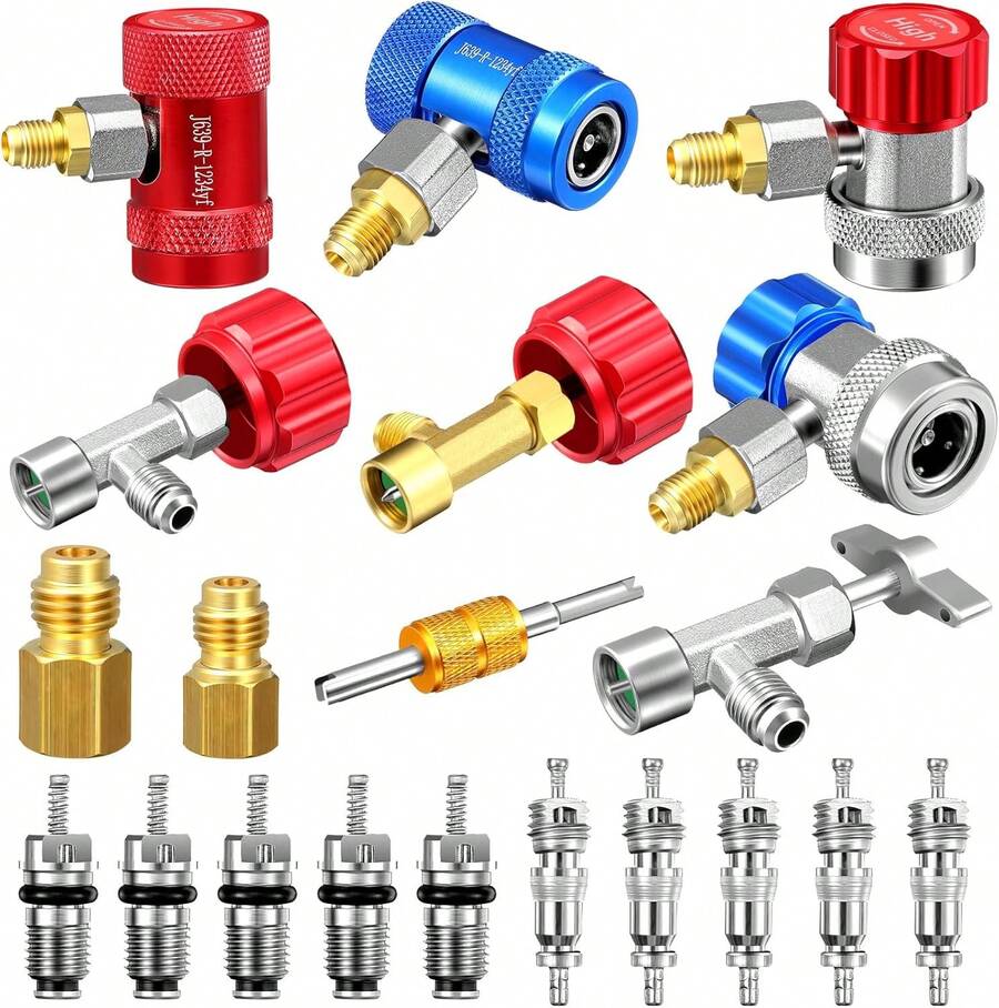 Tandefio 20 Pcs Quick Couplers Connectors Kit R134a R1234yf Adapter ...