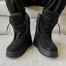Oversized Gypsum Boots, Hip-Hop Thick Sole Platform Shoes, European Fashion High-Top Boots, High-End Feeling, Versatile Boots, Men's Yellow Boots, Work Boots - Black - View 7