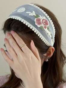 3pcs/1pc Women Elegant Versatile Embroidered Flower Headband, Suitable For Daily Use, Home, School, Beach, Work, Party, Holiday, Birthday, Back To School, New Year, Valentine's Day, Mother's Day, Wedding, Music Festival, Graduation, Hair Accessories, Hair Band, Hair Hoop, Hairband For Women, Autumn Outfits