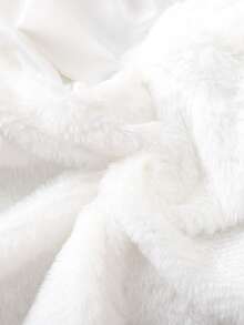 Girls' Soft Plush Turndown Collar Jacket With Cute Pom Pom Poncho Cape, Autumn/Winter