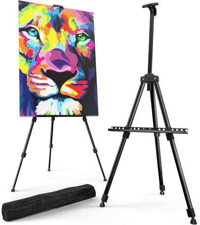 -SIGN Portable Artist Easel Stand Painting - Adjustable Height Painting Easel With Bag - Tabletop Art Easel Painting Canvas Stand, Poster Stand - Metal Tripod - 21x66 Inches