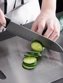 3pcs/1pc High-Quality Stainless Steel Double-Sided Cutting Board - Thickened, Mildew-Resistant, Suitable For Kitchen And Restaurant Use, Easy To Clean With Water