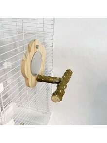 1pc Tiger Stripe Mirror Peony Flower Phoenix Black Stand Toy Platform, Suitable For Bird Cage Perch Parrot Supplies - Multicolor - View 4