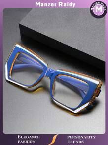 最新款女士多边形防色眼镜，时尚ins风镜框，处方眼镜，适合日常佩戴、户外度假、电脑游戏、智能手机观看和阅读、散步和街头购物。PC镜腿，AC镜片材质，全新设计，个性、可爱、迷人、性感、休闲、轻盈，适合所有季节尺码的女士眼镜配件