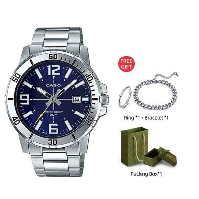 Casio Casio Sporty Men's Stainless Steel Strap Analog Dial Quartz Watch, Daily Clothing Decor, Gift For Men