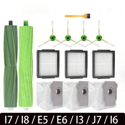 2pcs Main Brush, 4pcs Side Brush, 3pcs Filter, 3pcs Dust Bag, 1pc Cleaning Brush
