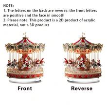 1/3 peças, Enfeite de mesa de acrílico em formato de carrossel do Papai Noel, Presente de Natal perfeito para casa e escritório, Placas e enfeites de mesa, Estilo boêmio, 2D, Decoração de Natal