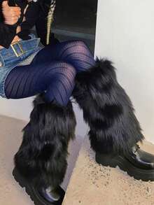 Women's Fuzzy Fur Leg Warmers - Winter Soft Fluffy Boot Cuffs, Perfect For Halloween & Santa Costumes