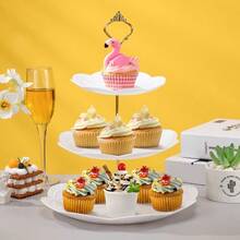 4 Packs 3 Tier Cupcake Stand Plastic Macaroon Stand Round Plastic Dessert Display Serving Tray Reusable Tea Party Stand For Wedding Birthday Tea Party White Pink