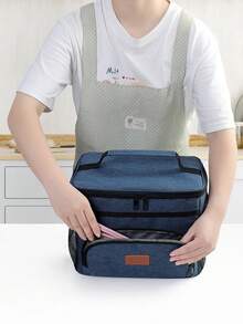 1 件黑色、灰色、酒红色、海军蓝加厚大容量保冷保温冰包车载野餐包防漏单肩保温午餐盒包户外便携午餐包女士午餐盒 - 彩色 - 查看 6