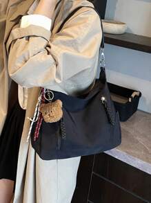 Sac à bandoulière mode polyvalent grande capacité Merlard Retro 2025 à texture mate, sac de plage haut de gamme, sac fourre-tout, sac de courses, grand sac, sac à main à texture de niche, sac bandoulière croisé à fermeture éclair à double bretelle