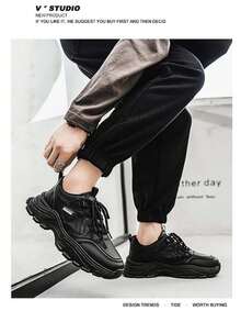 Adidași sport la modă pentru bărbați, de înaltă calitate, respirabili, ușori, cu talpă groasă, casual, în aer liber, cu elevatoare