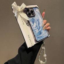 Ocean Wave Mobile Phone Case, Designed With Swirling Blue Hues And White Accents, Suitable For IPhone 16, 15, 14, 13, 12 And 11 Pro Models, Made Of TPU Material, And Provides Shockproof Protection. Perfect For Family, Friends, Children, Birthdays, Spring, Holidays, Boyfriends, Girlfriends, And Valentine's Day Gifts.