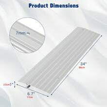 Rampe de seuil de porte de 2,5 cm de hauteur, capacité de charge de 360 kg, rampe pour fauteuil roulant en aluminium avec hauteur réglable, rampe de trottoir antidérapante pour fauteuils roulants, fauteuils roulants électriques, poussettes - Argent - Voir 5