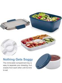 1pc All-In-One Salad Container - Large Salad Bowl, Bento Box Tray, Leak-Proof Dressing Container, Sealed Lid, Adult Healthy Lunch Fork; Dishwasher/Microwave Friendly, Kitchen, Christmas Gift - Multicolor - View 7