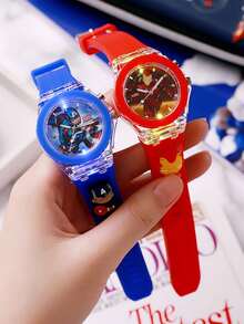 Marvel Spider-Man Cartoon Luminous Watch, Fashionable Teen Gift. Unisex For Boys & Girls. Suitable For Multiple Age Groups, Teen Electronic Quartz Watch.