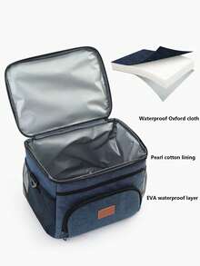 1 件黑色、灰色、酒红色、海军蓝加厚大容量保冷保温冰包车载野餐包防漏单肩保温午餐盒包户外便携午餐包女士午餐盒 - 彩色 - 查看 5