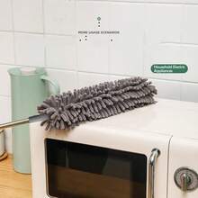 可伸缩鸡毛掸，头部灵活，超细纤维除尘工具，适用于家庭和汽车，360°可弯曲清洁刷，不锈钢手柄，无需电源 - 灰色 - 查看 8