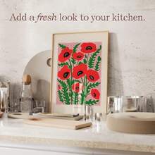 1pc Flower And Plant Printing Poster,Retro Simple Abstract Canvas Painting,Living Room,Living Room Art Decoration Frameless Painting No Frame