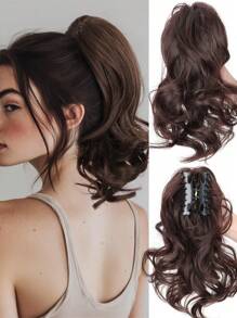 14 英寸马尾辫接发 夹式马尾辫接发 卷曲波浪马尾辫接发 合成耐热爪夹马尾辫接发 适合女性和女孩 蓬松爪夹假发 适合婚礼、派对和日常佩戴 - 彩色 - 查看 3