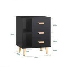 SoBuy FBT95-SCH, Bedside Table With 3 Drawers, Side Table End Table Sofa Table Nightstand Telephone Table Lamp Table, Black - Black - View 3